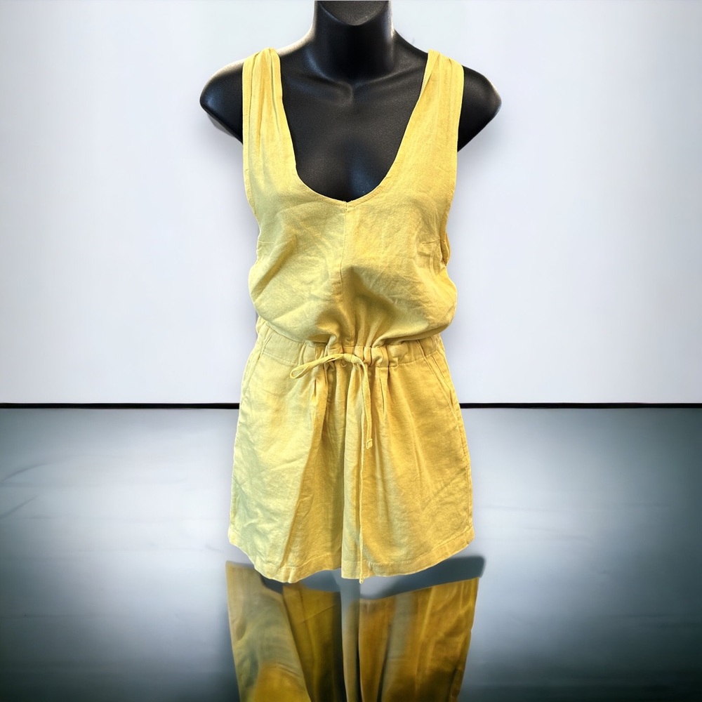 ReVamped women's linen romper for beach and play vacay Summer size S/M